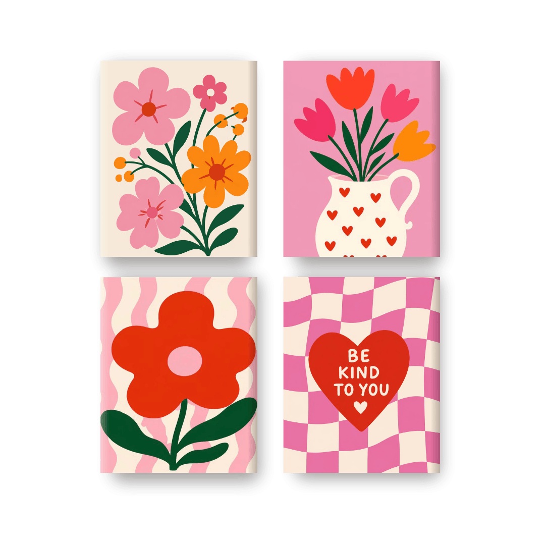 4 Mini Paintings - Love & Bloom Set- Paint by Numbers