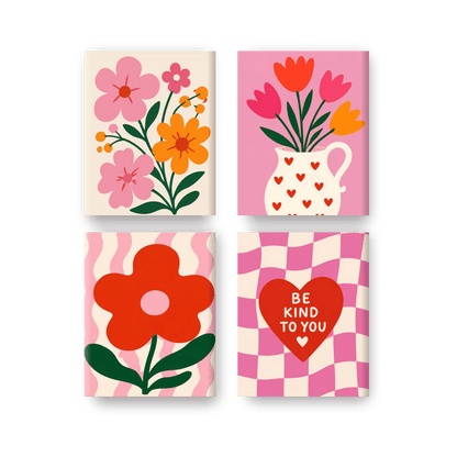 4 Mini Paintings - Love & Bloom Set- Paint by Numbers