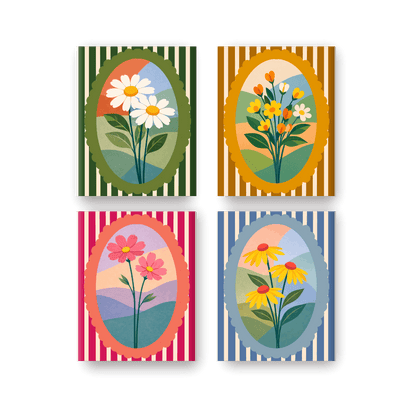 4 Mini Paintings - Flowers Set- Paint by Numbers