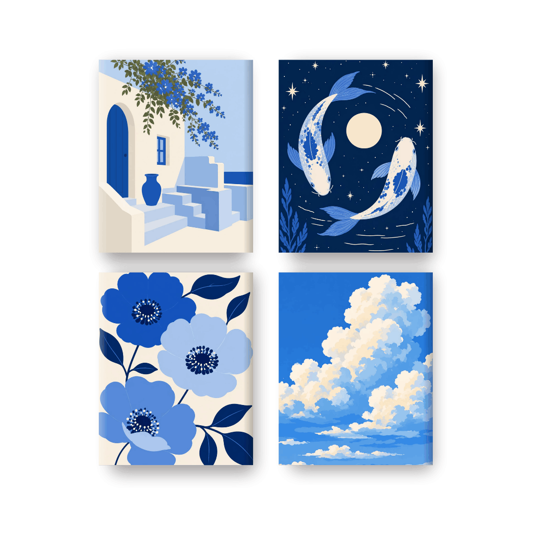 4 Mini Paintings - Dreamy Skies Set- Paint by Numbers