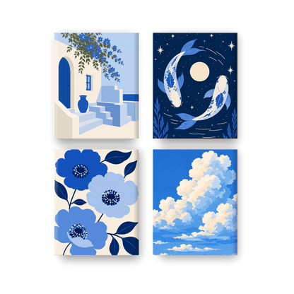 4 Mini Paintings - Dreamy Skies Set- Paint by Numbers