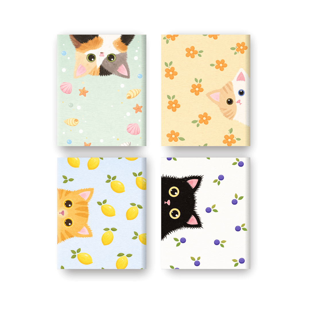 4 Mini Paintings - Peekaboo Cats Set- Paint by Numbers
