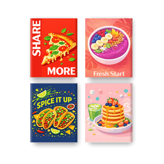 4 Mini Paintings - Favorite Food Set- Paint by Numbers