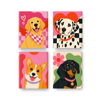4 Mini Paintings - Dog Squad Set