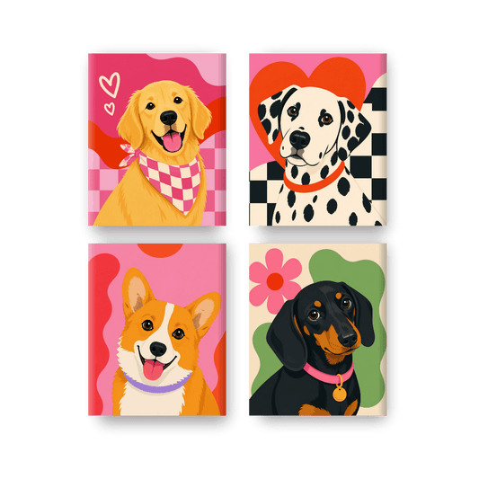 4 Mini Paintings - Dog Squad Set- Paint by Numbers