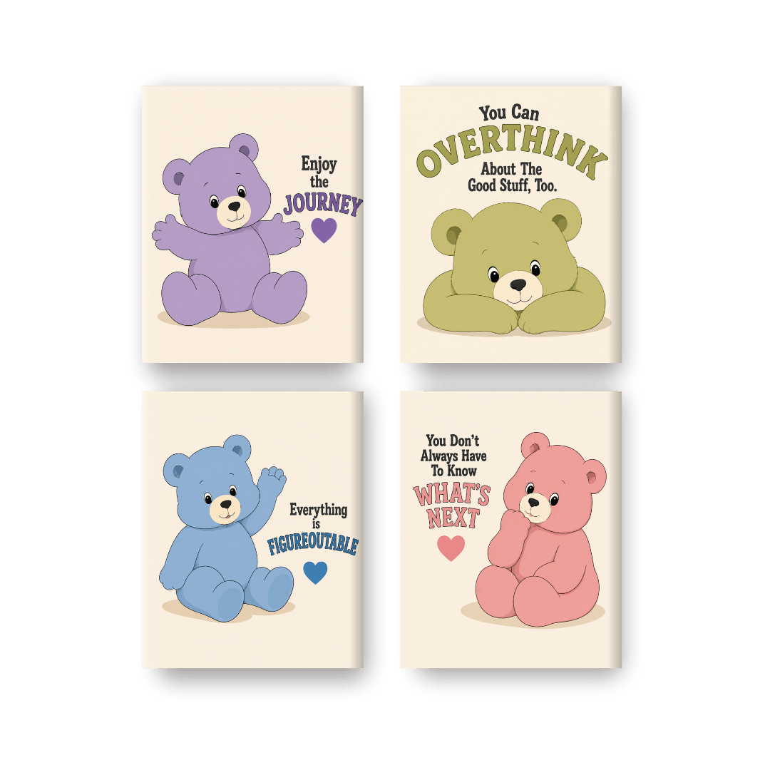 4 Mini Paintings - Bears Who Care Set- Paint by Numbers
