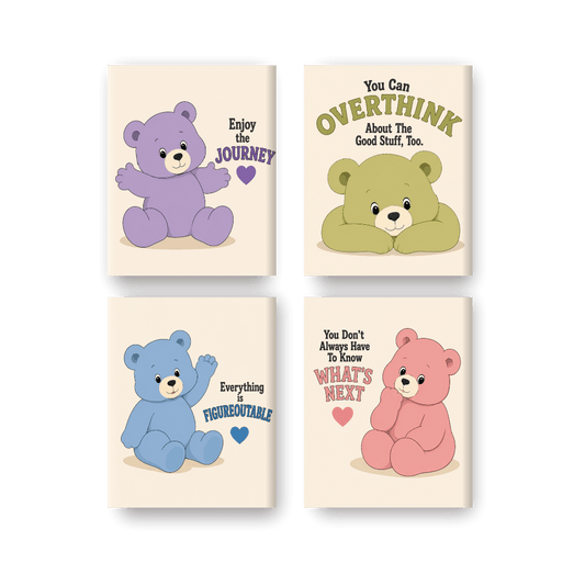 4 Mini Paintings - Bears Who Care Set- Paint by Numbers