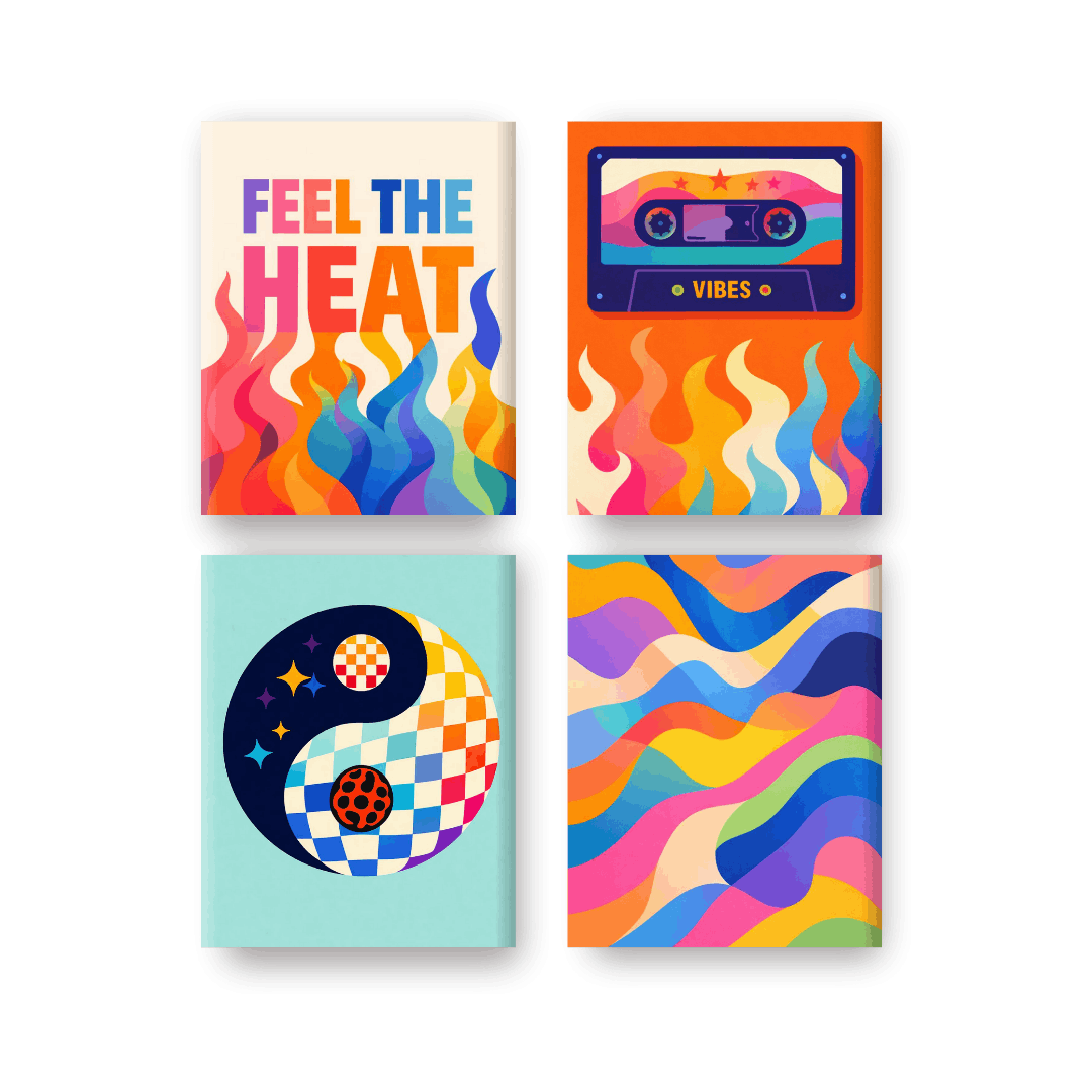 4 Mini Paintings - Retro Vibes Set- Paint by Numbers