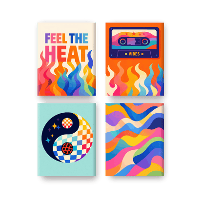 4 Mini Paintings - Retro Vibes Set- Paint by Numbers
