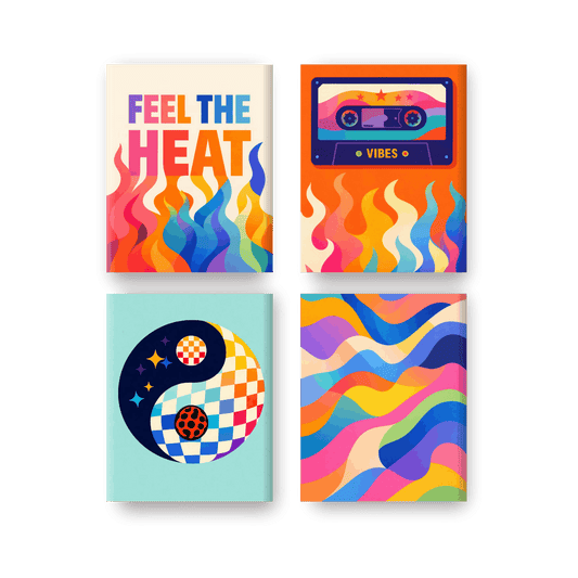 4 Mini Paintings - Retro Vibes Set- Paint by Numbers