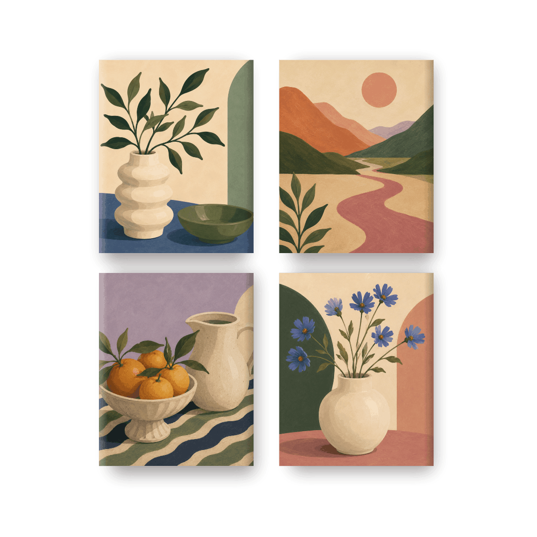 4 Mini Paintings - Harvest Table Set- Paint by Numbers