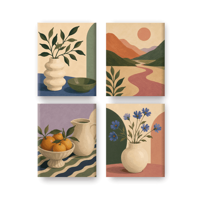 4 Mini Paintings - Harvest Table Set- Paint by Numbers