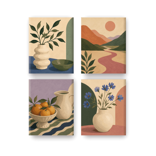 4 Mini Paintings - Harvest Table Set- Paint by Numbers