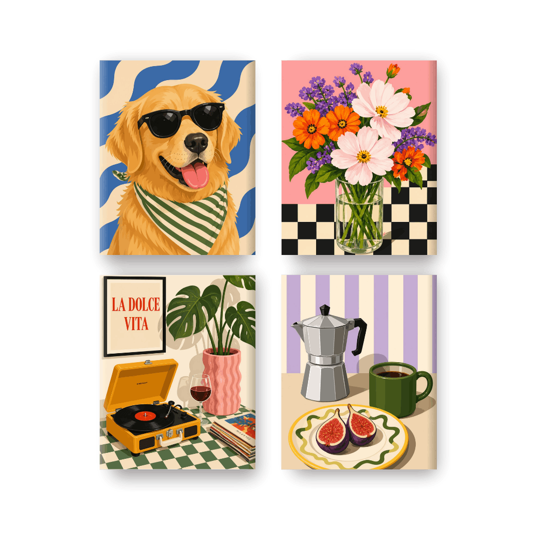 4 Mini Paintings - Good Life Set- Paint by Numbers