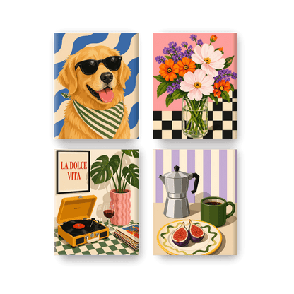 4 Mini Paintings - Good Life Set- Paint by Numbers