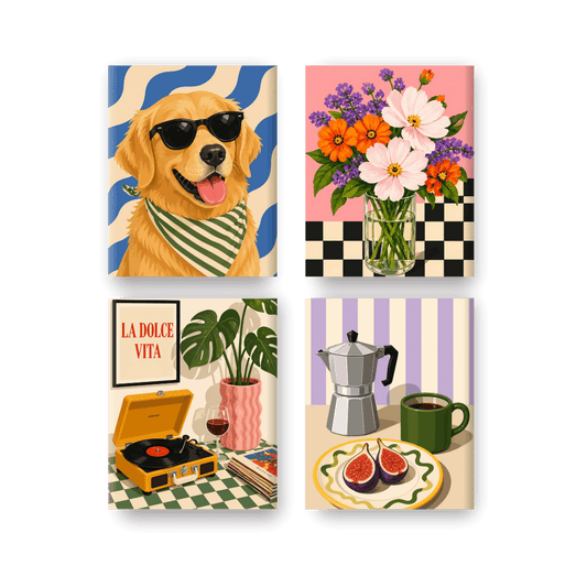 4 Mini Paintings - Good Life Set- Paint by Numbers