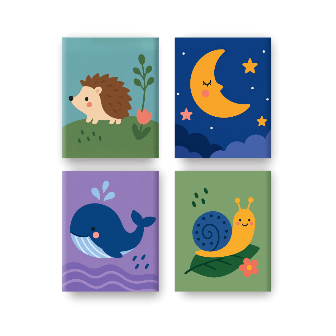 4 Mini Quadri - Goodnight World Set- Dipingi con i numeri