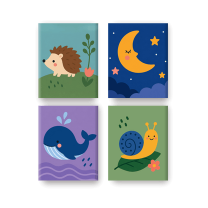 4 Mini Quadri - Goodnight World Set- Dipingi con i numeri