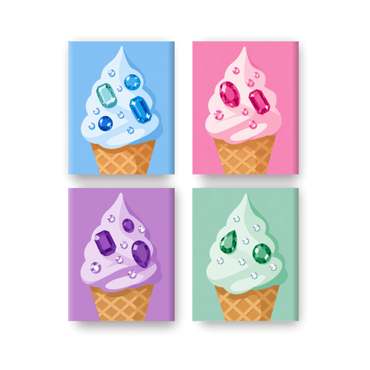 4 Mini Paintings - Jewel Ice-creams Set- Paint by Numbers