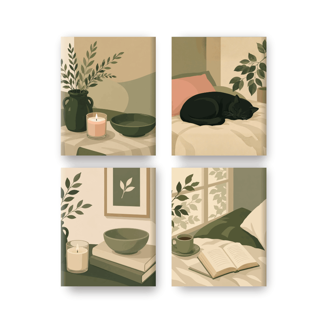 4 Minicuadros - Set Momento de Paz- Pintar por números