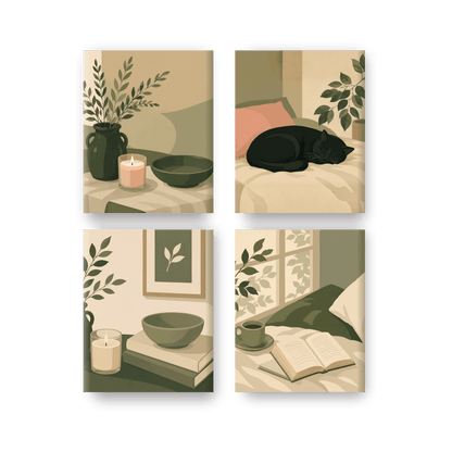 4 Minicuadros - Set Momento de Paz- Pintar por números