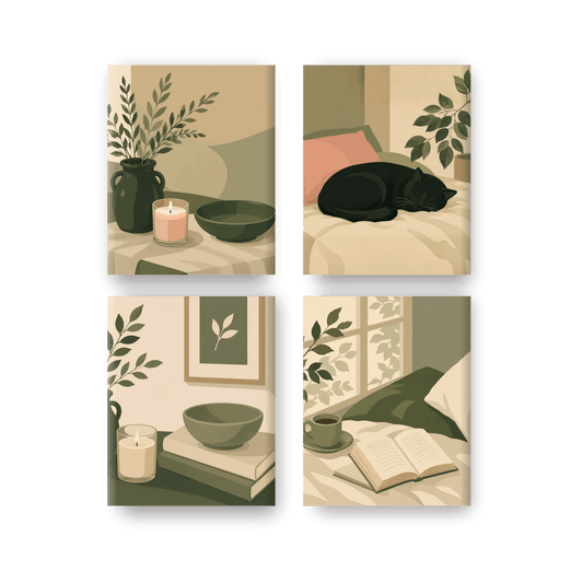 4 Minicuadros - Set Momento de Paz- Pintar por números