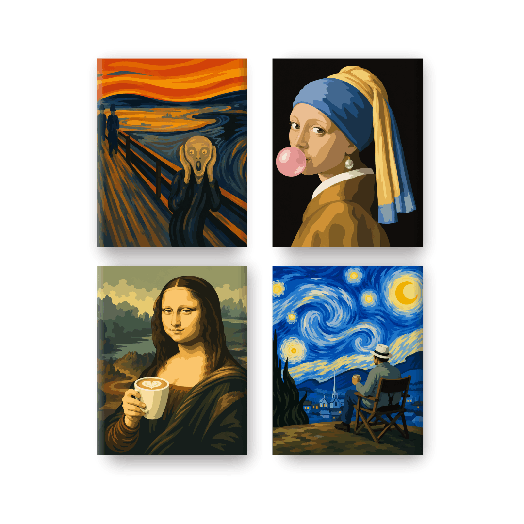 4 Mini Paintings - Pop Art Artworks Set- Paint by Numbers