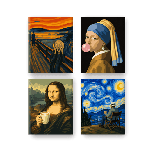 4 Mini Paintings - Pop Art Artworks Set- Paint by Numbers