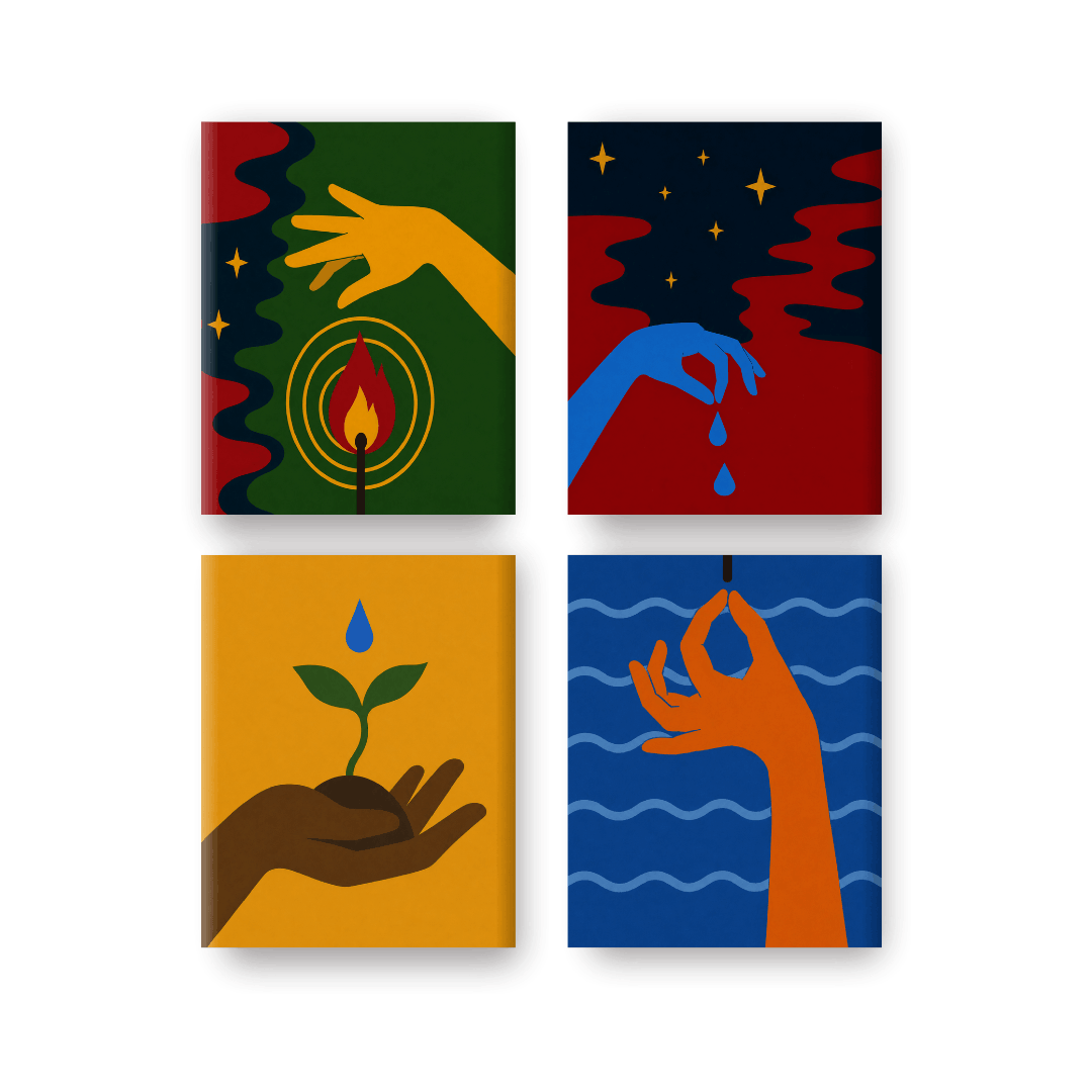 4 Mini Paintings - 4 Elements Set- Paint by Numbers