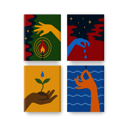 4 Mini Paintings - 4 Elements Set- Paint by Numbers