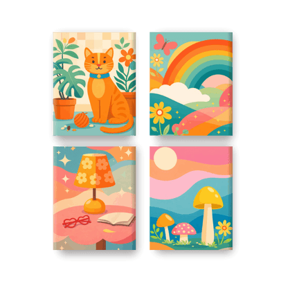 4 Mini Paintings - Rainbow Dreams Set- Paint by Numbers