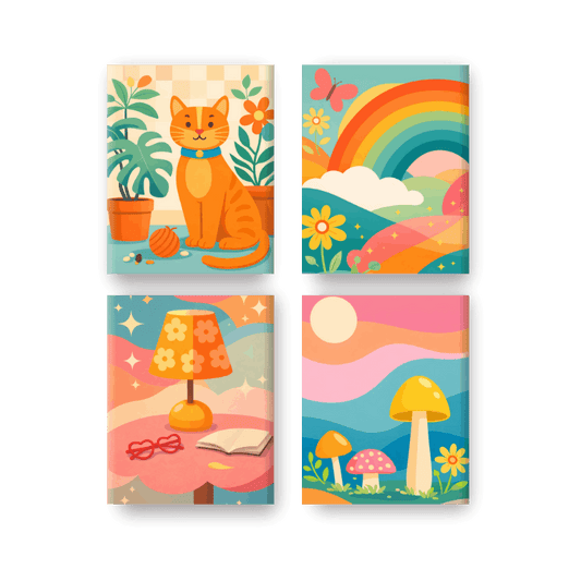 4 Mini Paintings - Rainbow Dreams Set- Paint by Numbers