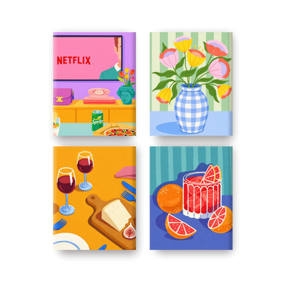4 Mini Paintings - Cozy Moments Set- Paint by Numbers