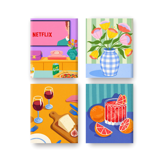 4 Mini Paintings - Cozy Moments Set- Paint by Numbers