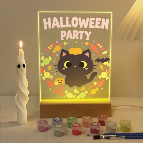 Paint by Number Halloween Lamp - Pumpkin Paws