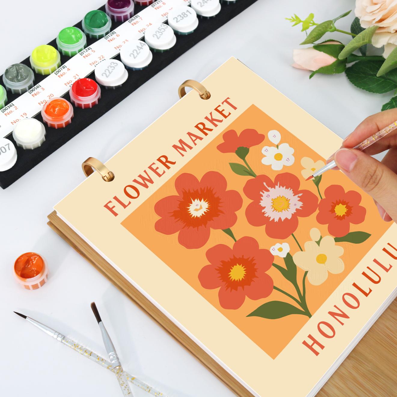 2027 Paint by Numbers Desk Calendar | Flower Market Edition