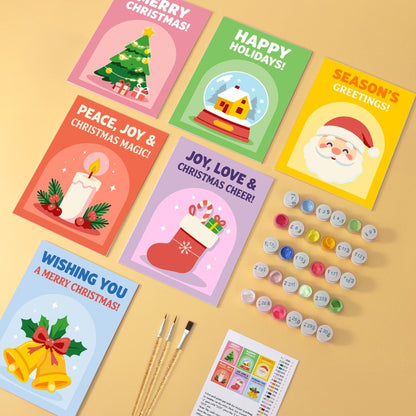 6 Wooden Board Mini Paintings – Holiday Wishes