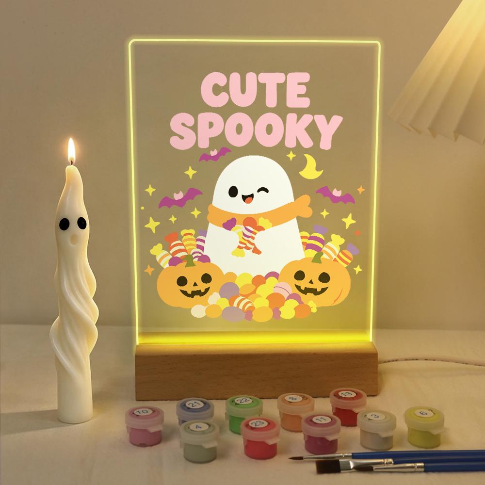 Paint by Number Halloween Lamp - Cute Ghost