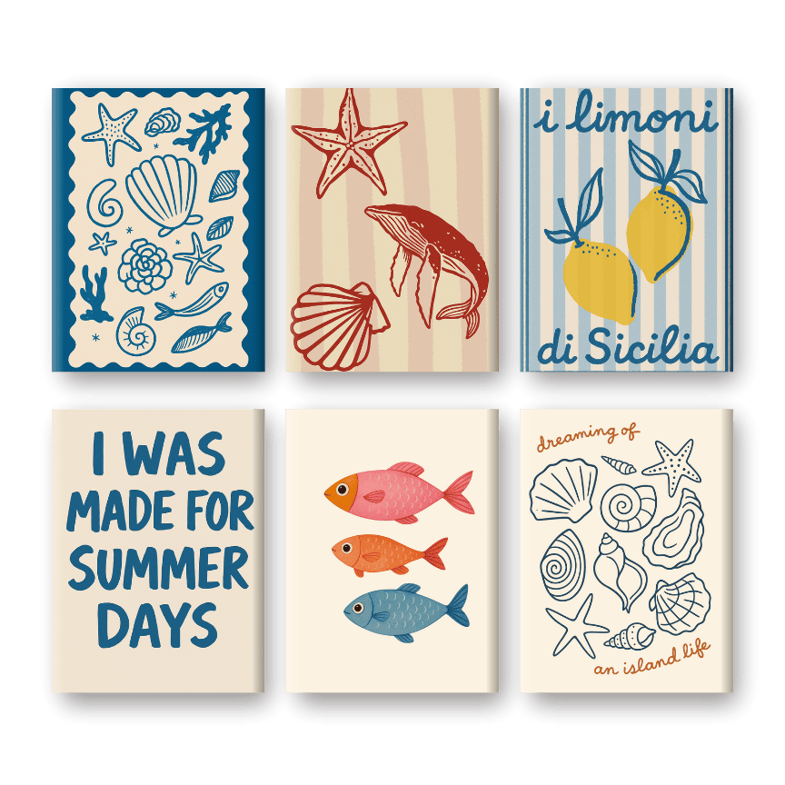 6 Mini Paintings - Beachlife Set-Paint by numbers