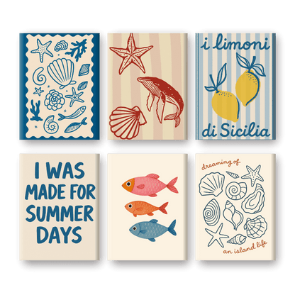 6 Mini Paintings - Beachlife Set-Paint by numbers