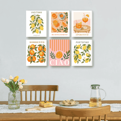 6_Mini_Paintings_-_Italian_Fruit_Drinks_Set image 2- mockup on wall