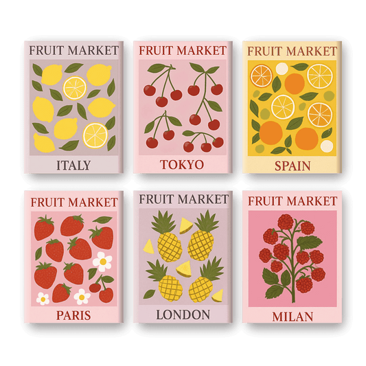 6 Mini Paintings - Fruit Market Set-Paint by numbers