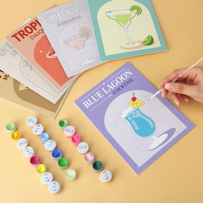 6 Wooden Board Mini Paintings – Colorful Cocktails