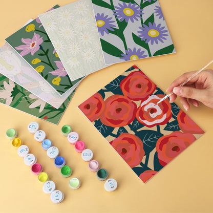 6 Wooden Board Mini Paintings – Bold Blooms