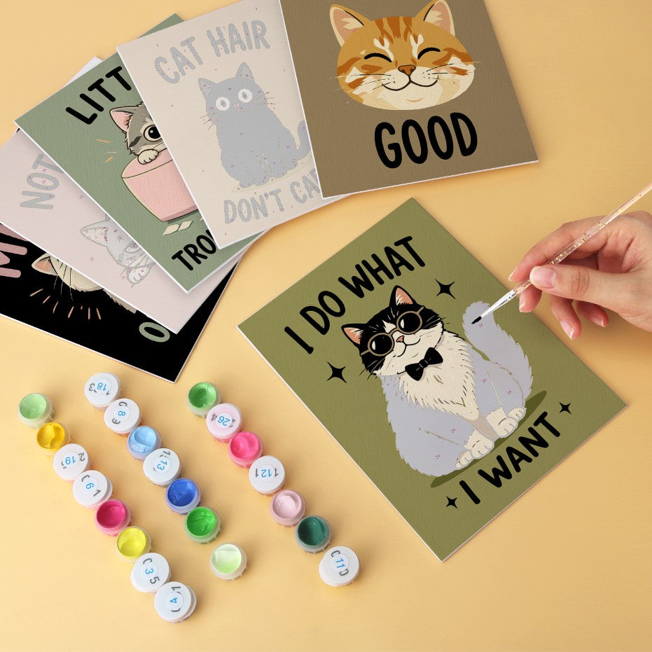 6 Wooden Board Mini Paintings – Cattitude Quotes