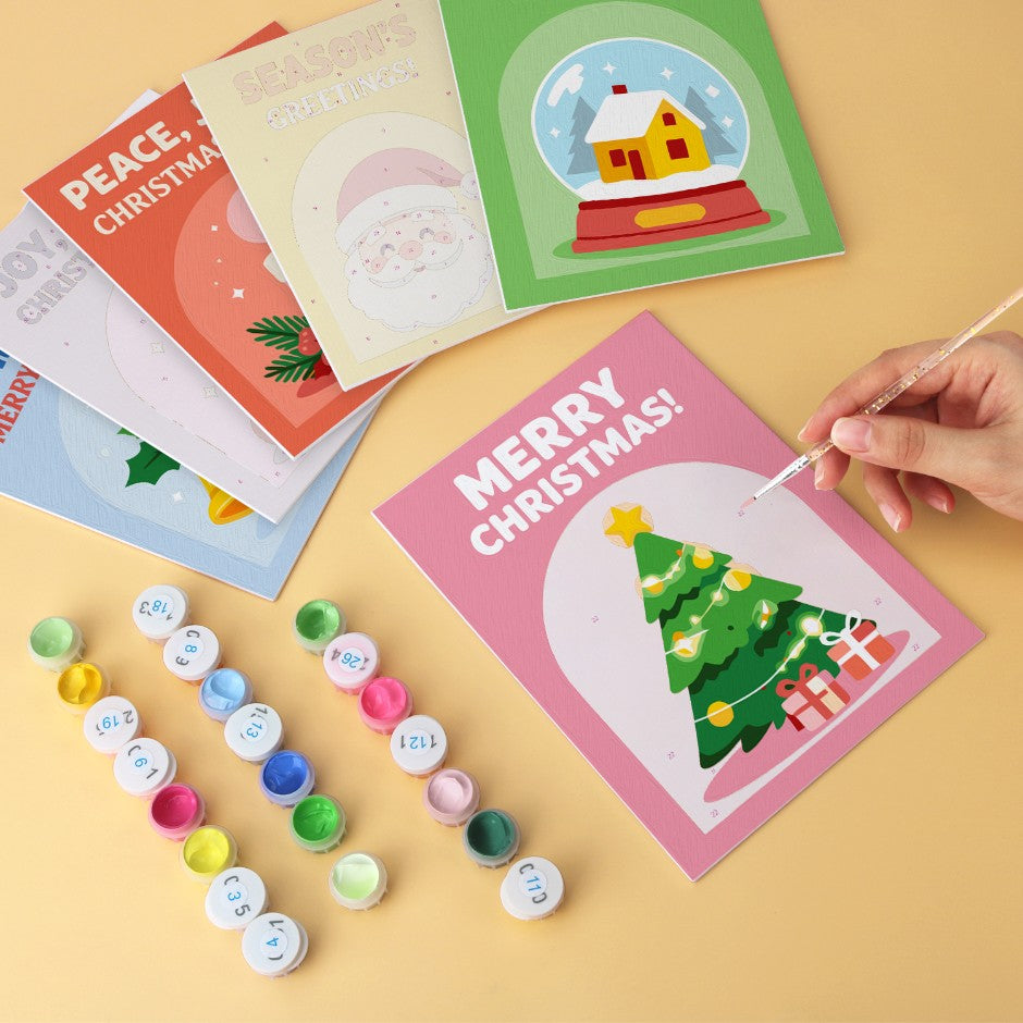 6 Wooden Board Mini Paintings – Holiday Wishes