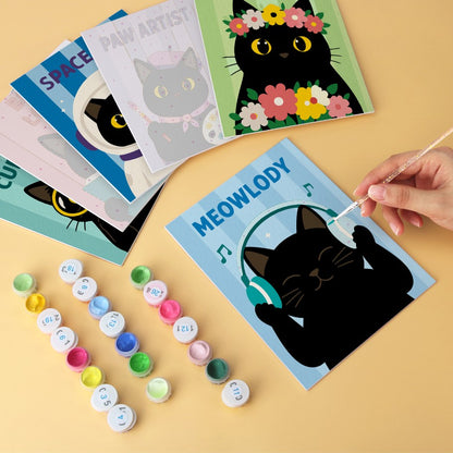 6 Wooden Board Mini Paintings – Cat of All Trades