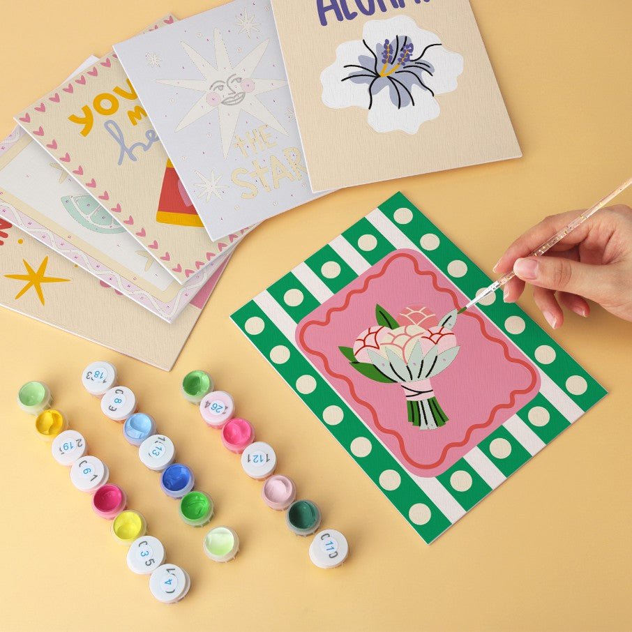 6 Wooden Board Mini Paintings – Cheers and Wishes