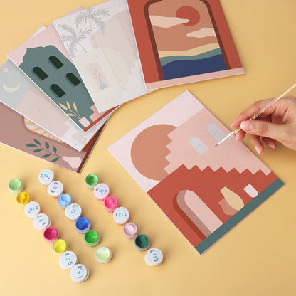 6 Wooden Board Mini Paintings – Desert Doorways
