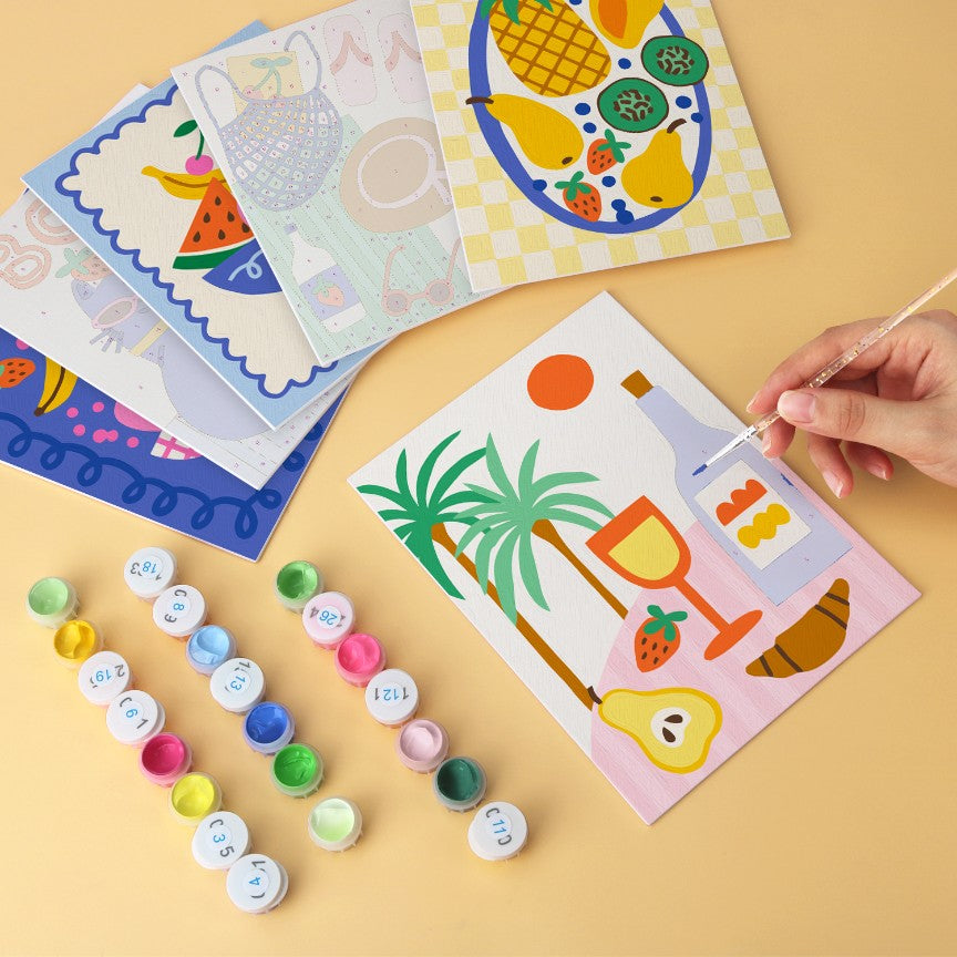 6 Wooden Board Mini Paintings – Bold Tropical Vacay